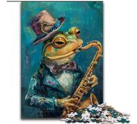 Frog Playing Saxophone 1000 Piece Jigsaw Puzzles for Adults, Educational Stress Relief Toy for Is Ideal As A Gift for The Whole Family (size 26x38cm)