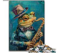 Frog Playing Saxophone 1000 Piece Jigsaw Puzzles for Teenagers Gifts, Classic Educational Games Beautiful Decoration (50x75cm)