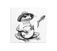 Frog Playing The Banjo Line Art Double Gang Toggle Light Cover Wall Plate Switch Decor Standard Size - 11.4x11.4cm