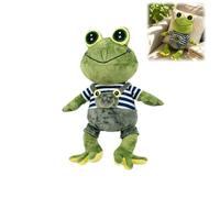 Frog Plush Toy, Soft Stuffed Animal with Long Legs Cute Overalls, Huggable Green Plushie for Bedtime Cuddles, Home Sofa Decor, Christmas Birthday Gift for Friend (Green-A (38.5CM))