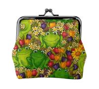 Frog Print Charm and Versatile Coin Purse Exquisite Waterproof Kiss Lock Wallet for Keys Cards