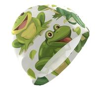 Frog Print Swim Cap for Men Lightweight Cloth Cap for Pool Bathing Swimming Hat One Size
