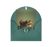 Frog pulling the bug patterned Dark Green party invitation, vertical greeting card, suitable for anniversary