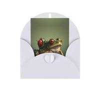 Frog pulling the bug patterned White party invitation, vertical greeting card, suitable for anniversary