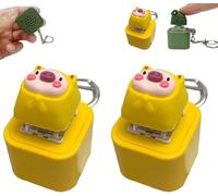 Frog Quaking Key Ring, Rechargeable Fidget Toy with Colourful Lights and Sound, Creative Quaking Frog Buttons for Fears and Sensory Fun (2 x Pig)