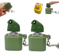 Frog Quaking Key Ring, Rechargeable Fidget Toy with Colourful Lights and Sound, Creative Quaking Frog Buttons for Fears and Sensory Fun (2 x Frog)