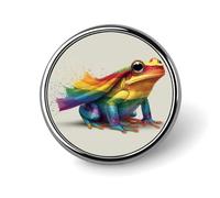 Frog Rainbow Flag Colored Round Brooch for Men Women Fashion Badge Collar Pin Dress Jacket Backpack Accessories