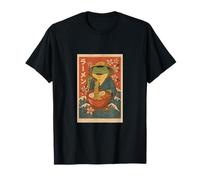 Frog Ramen Japanese Ukiyo-e Style Zen Frog Noodle Art Design T-Shirt