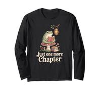 Frog Reading Mushroom Lantern Woodland One More Chapter Long Sleeve T-Shirt