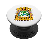 Frog Ready To Be Kissed Rainbow Retro Frogs Enthusiast PopSockets Adhesive PopGrip