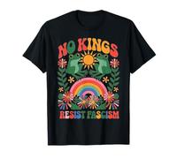 Frog Resist Fascism Retro Groovy Rainbow No Kings Hippie T-Shirt