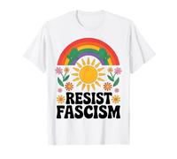 Frog Resist Fascism Retro Groovy Rainbow No Kings Hippie T-Shirt