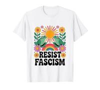Frog Resist Fascism Retro Groovy Rainbow No Kings Hippie T-Shirt