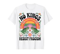 Frog Resist Fascism Retro Groovy Rainbow No Kings Hippie T-Shirt