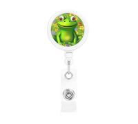 Frog Retractable Badge Reel Heavy Duty Badge Holder with Belt Clip Retractable Lanyards ID Card Holder with Keychain Name Badge Clips for Office Nurse Employee