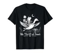 Frog Riding Goose Thrift Shopping Vintage Market Artwork Value Graphic T-Shirt, Men, Black, L