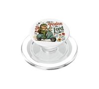 Frog Riding Scooter Off to Praise the Lord Coffee PopSockets PopGrip for MagSafe