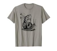 Frog Riding Snail Vintage Goblincore Grumpy Frog Weird T-Shirt
