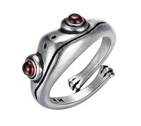 Frog Ring - Tree Frog Ring, Animal Couple Jewelry, Handmade Open Adjustable Silver Fashion Rings For Daily Wear | Cute Vintage Party Accessory For Women Men, Christmas Birthday Gift