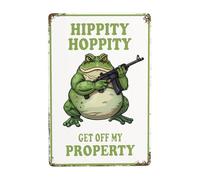 Frog Room Sign Cool Stuff for Your Room Signs for Bedroom Metal Tin Signs No Trespassing Cool Funny Stuff for Boys Weird Stuff Hippity Hoppity Get of My Property Sign 8"x12"