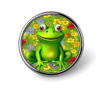 Frog Round Lapel Pin Brooch Badge Cute Tie Tack Pin for Hats, Clothing, Bags Unique Fashion Accessories Gift for Men & Women