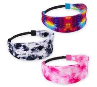 FROG SAC Sport Headbands for Girls, Adjustable Non Slip Athletic Sports Hair Bands for Women, Stretch Elastic Workout Mesh Headband for Yoga Running Exercise Soccer (Tie Dye)
