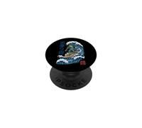 Frog Samurai Surfing Japanese Wave PopSockets Adhesive PopGrip