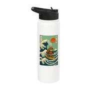 Frog Samurai Surfing Japanese Wave Stainless Steel Insulated Water Bottle