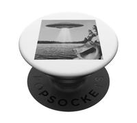 Frog Selfie With Alien UFO Funny Frog Gift For Men Women Kid PopSockets Adhesive PopGrip