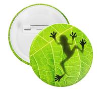 Frog Shadow on Green Leaf 5 PCs Round Tinplate Badge, Badge Lapel Tie Pin, Lightweight Button Badge for Women Men Office Worker Teacher Student Decor