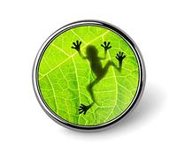 Frog Shadow on Green Leaf Round Badge Smooth Surface Lapel Tie Pin, Lightweight Badge for Women Men Office Worker Nurse Teacher Student Shirts Backpack