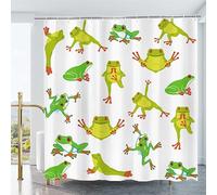 Frog Shower Curtain 180 x 180, Cute Bath Curtain Waterproof Anti Mould Polyester Fabric Decorative Shower Curtains Bathroom Curtains with Hooks