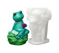 Frog Silicone Mold | Coffee Frog Reusable Figurine, Plaster Candle Craft Mold with Cup | Plaster Epoxy Concrete Outdoor Garden Pathway Backyard Patio Driveway Window Room Home
