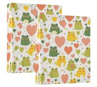 Frog Simple Line Art Heart Shape Valentines 1 and A Half Inch Binders Round Ringing with Clipboard 1/2 Packs Office Binder Supplies Hardcover