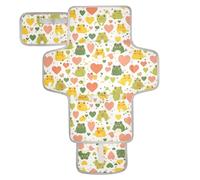 Frog Simple Line Art Heart Shape Valentines Reusable Diaper pad Changing mat with Tissue Pocket Portable Diaper Changing pad Infant Travel Station Kit cambiador de pa?ales para Bebes