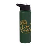 Frog Sitting on a Water Lily and Catching Dragonfly Stainless Steel Insulated Water Bottle