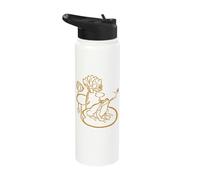 Frog Sitting on a Water Lily and Catching Dragonfly Stainless Steel Insulated Water Bottle