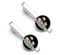 Frog Sitting on Lotuss Leaf Men's Tie Clips Necktie Bar Pinch Clip Set of 2 Formal Business Wedding Accessories