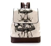 Frog sitting on Mushroom Mini Faux Leather Backpack Purse, Women Ladies Rucksack Handbag School Bag