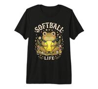 Frog Softball Life Cute Flower Field Nature Premium T-Shirt
