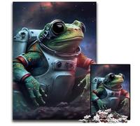 Frog Space Astronaut Jigsaw Puzzles for Adults 1000 Piece Jigsaw Puzzles Perfect for Family Fun Party Games Birthday Party Favors 1000 PCS(75x50cm)