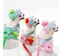 Frog spring-summer pet chest and back strap leash for cats and dogs, cat and dog clothing set for outdoor use, dog accessories for small dogs and puppies.