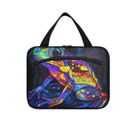 Frog Stained Glass Style Hanging toiletries Bag for Men with Hook, Designer Washable Makeup Bags for Traveler Travel organizador de maquillaje para L