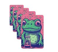 Frog Staring At Bottle Car Air Fresheners 4 Pcs Funny Hanging Car Air Fresheners Cute Long Lasting Scented Mirror Hanging Decoration Ornaments Gift For Men Women Rectangle