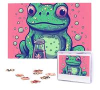 Frog Staring At Bottle Wooden Puzzles 1000 Pieces Personalized Jigsaw Puzzle For Adults Interesting Custom Photo Puzzles Gift For Holiday Birthday Wedding Anniversay