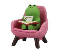 Frog Statue Ornament - Miniature Figures Cute Animal Sculpture | Drink Book And Coffee Reading For Indoor Desk Garden Office Christmas Gift Decoration Accessories