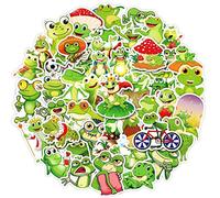 Frog Stickers 50Pcs Cute Cartoon Animal Stickers for Water Bottle Laptop Scrapbook Luggage Guitar Cars Bicycle Phone Computer Skateboard, Waterproof Kawaii Frog Stickers for Teens Kids Girls Adults