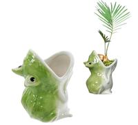 Frog Succulent Pot Ceramic Funny Frog Statue Planter Novelty Cactus Flowerpot Vase Air Plants Stand Holder Display Container for Miniature Plants Home Office Garden Decor