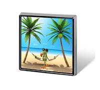 Frog Sunglasses Juice, Tropical Green Palm Tree Blue Ocean, Beach Square Badge Smooth Surface Lapel Tie Pin, Lightweight Badge for Women Men Office Worker Nurse Teacher Student Shirts Backpack