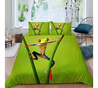 Frog Super King Duvet Cover Sets Green Frog Bedding Super King Bed Set 3D Print Ultra Soft Microfiber Quilt Cover 260 x 220 with Zipper Closure and 2 Pillowcases I-1876